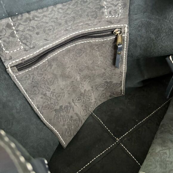 KRIS Designs Handmade Large Navy Leather Tote India - Picture 12 of 16